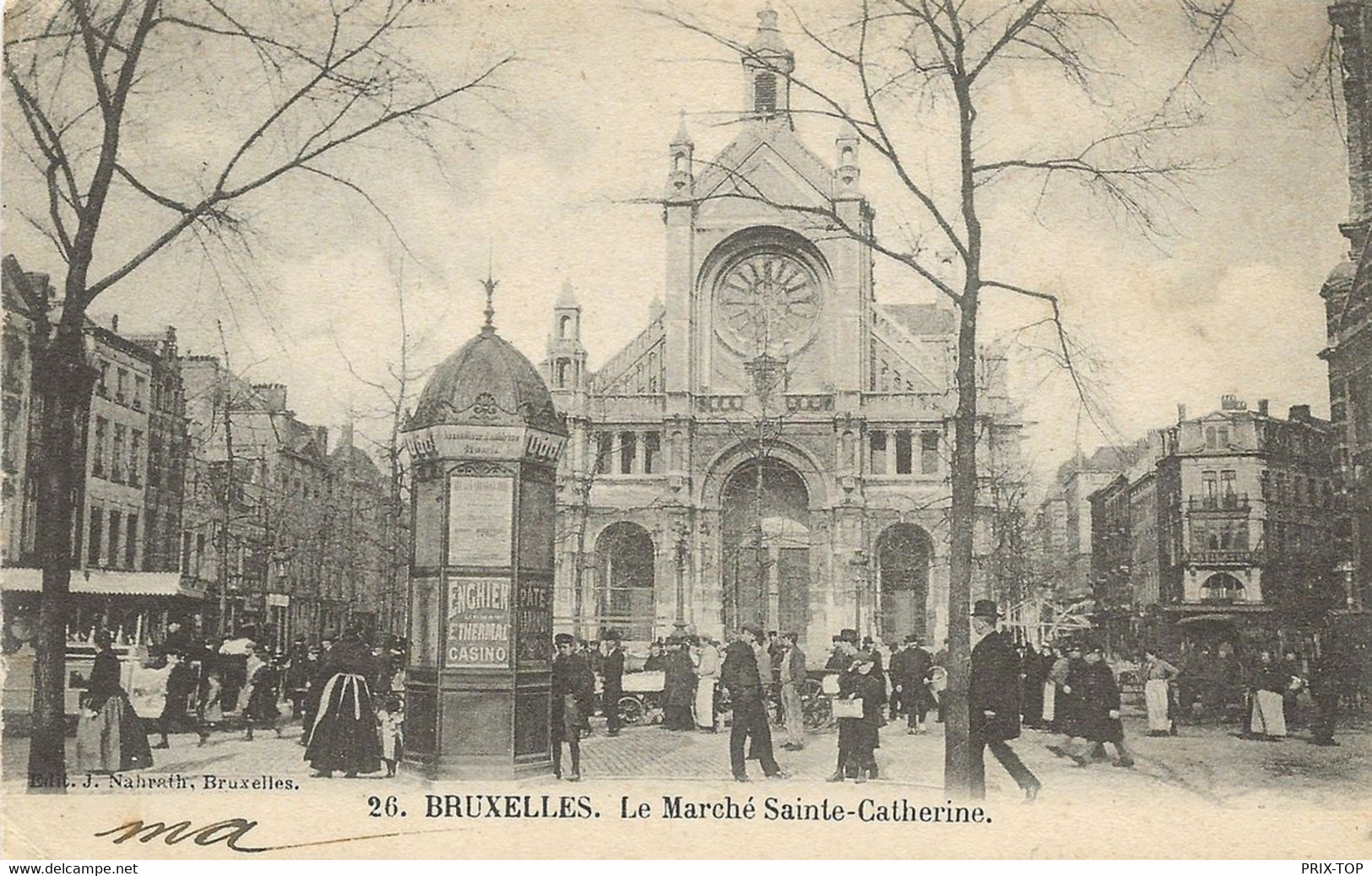 REF4868/ CP-PK Bruxelles Le Marché Sainte - Catherine Animée 1902 - Markten