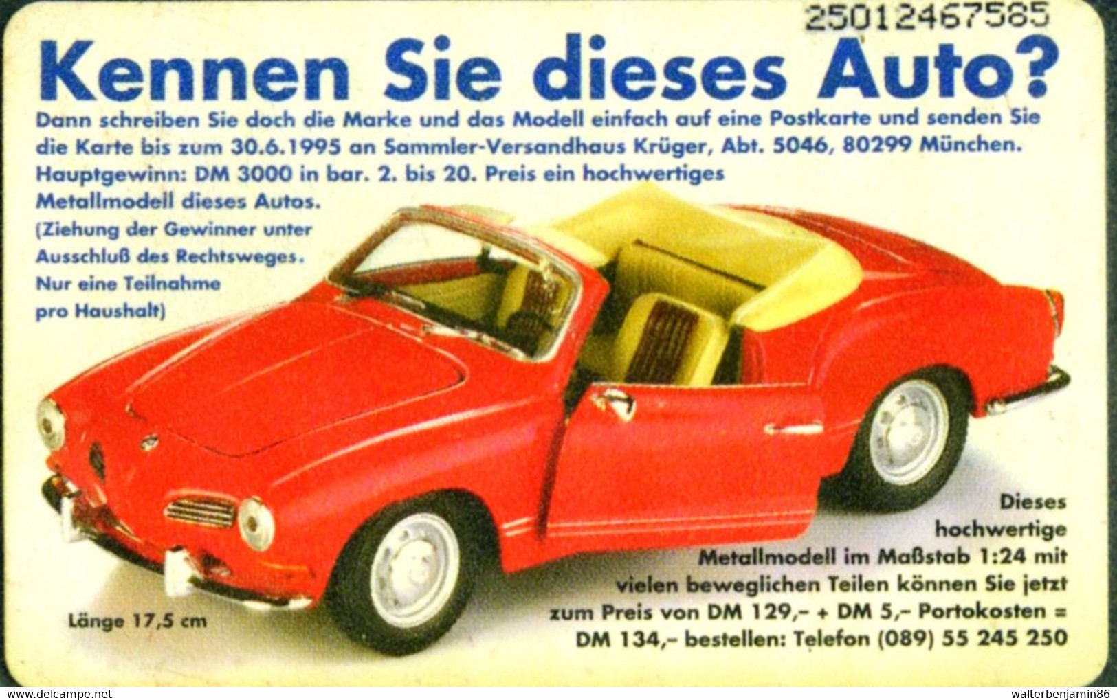 SCHEDA PHONECARD GERMANY KRÜGER - KENNEN SIE DIESES AUTO AUTOMODELL R 01/95 - R-Series : Régionales