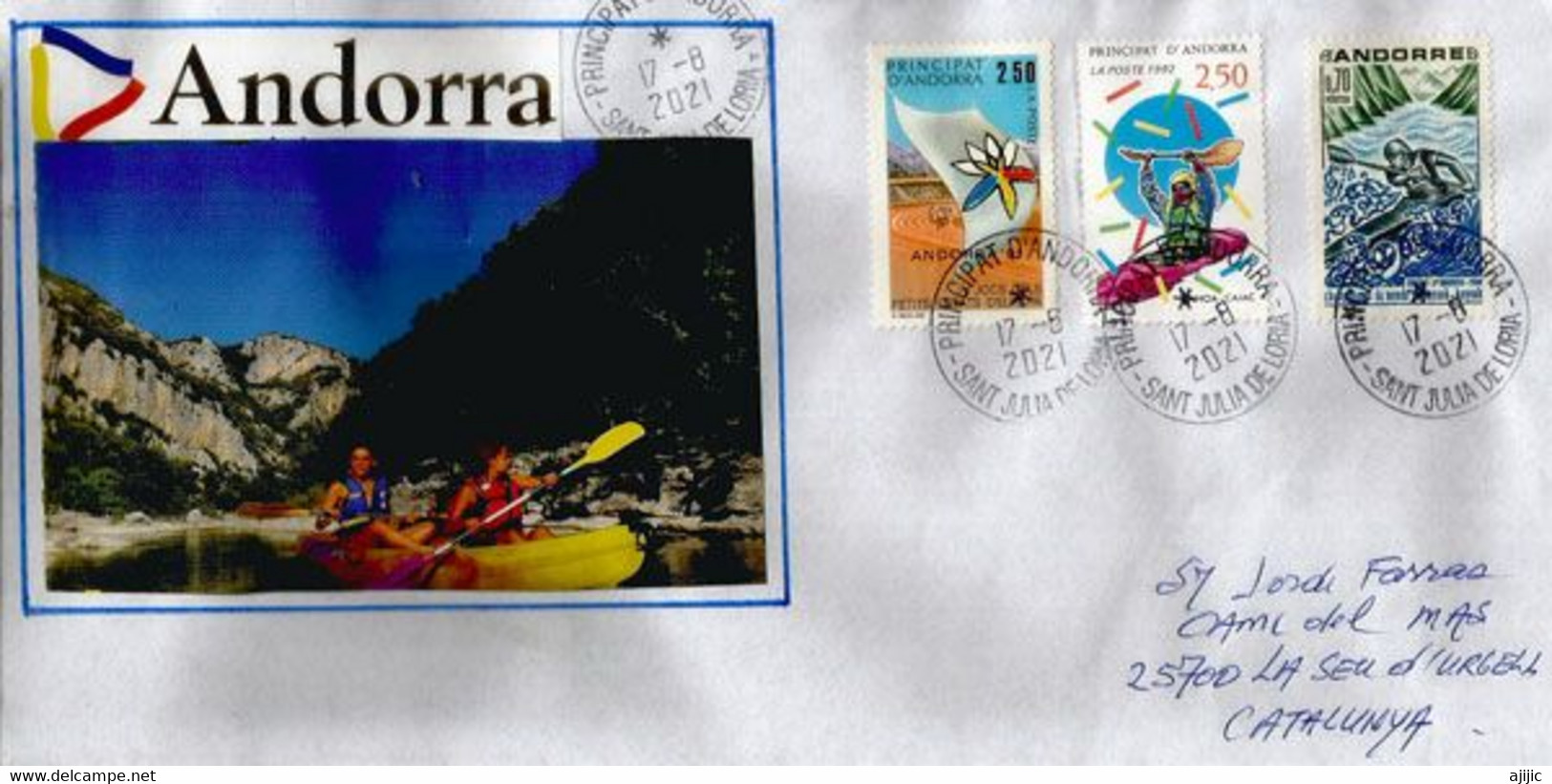 ANDORRA.Club Andorra De Canoe-Caiac.Canoë-Kayak ,sur Lettre Andorra Adressée En Catalogne - Lettres & Documents