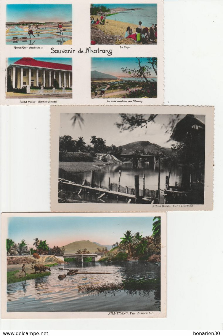 3 CPSM  VIET-NAM NHA-TRANG VUE D'ENSEMBLE MULTIVUES SOUVENIR - Vietnam