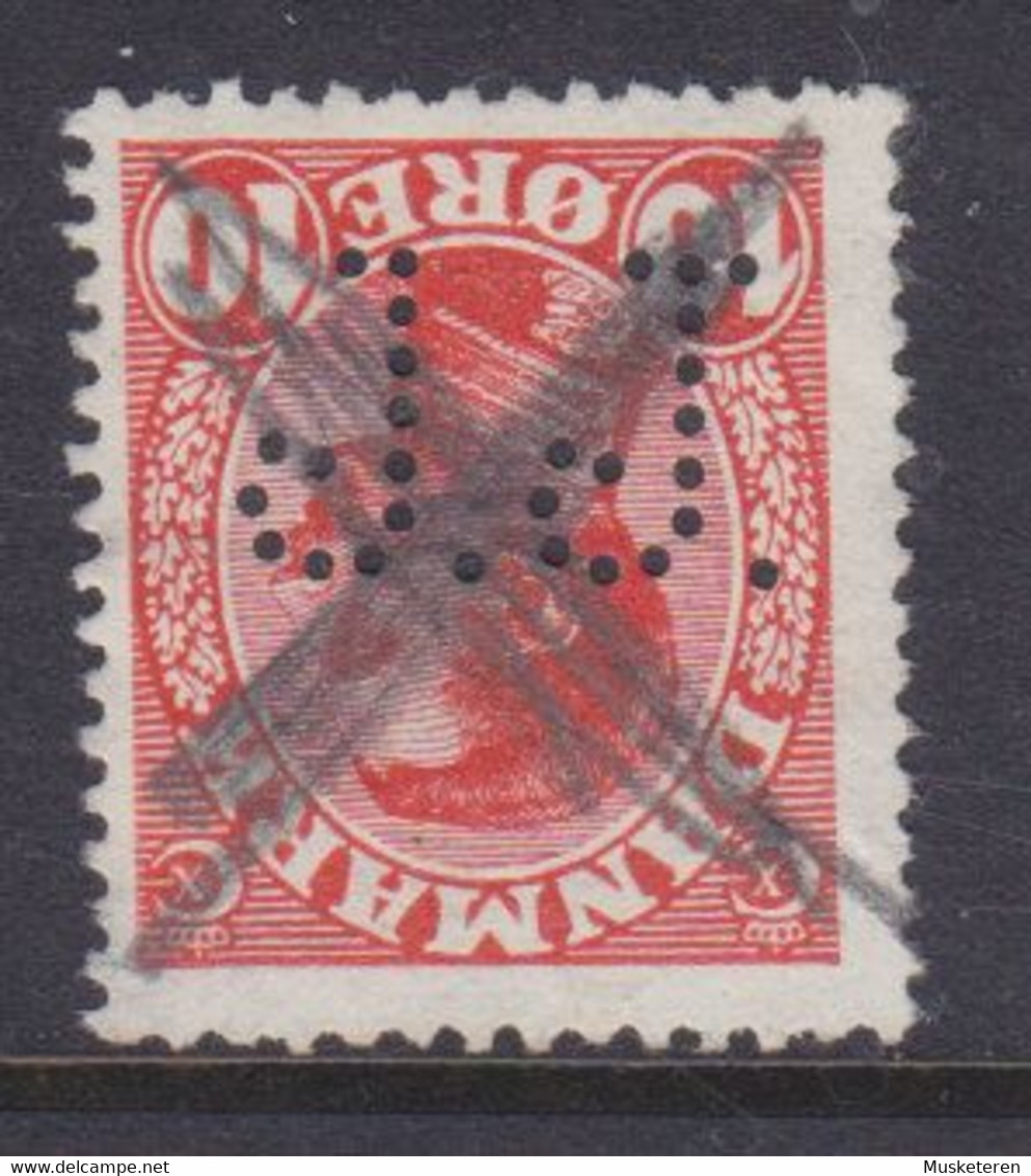 Denmark Perfin Perforé Lochung (J13) 'J.J.' Jørgen Jensens Eftf., København Chr. X. Stamp PEN Cancelled !! (2 Scans) - Plaatfouten En Curiosa