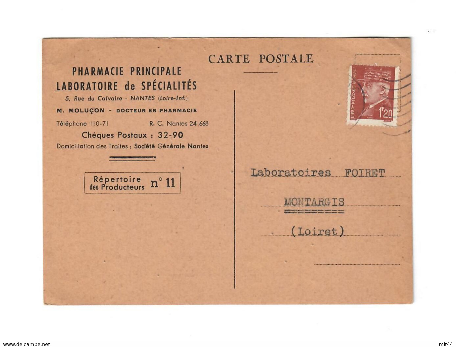 CTH - Pharmacie Principale - Rue Du Calvaire 44 - Nantes - Cor. Commerciale (28/05/1942) - Pubblicitari