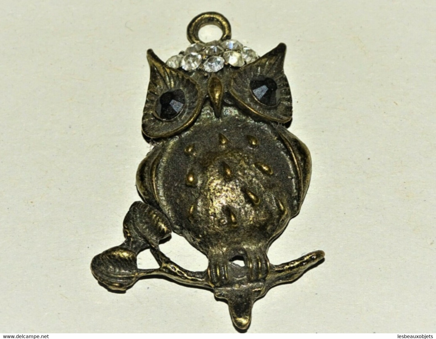 PENDENTIF CHOUETTE ALLIAGE A Définir & CRISTAUX Bijou Fantaisie XXe Sans Chaîne - Pendentifs