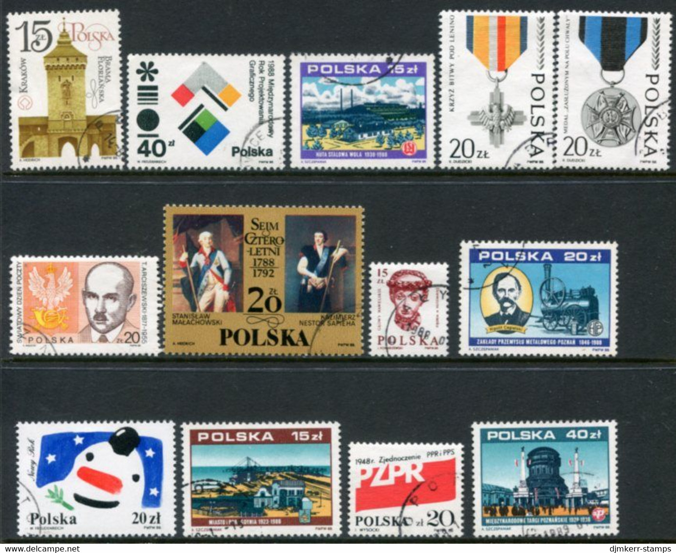 POLAND 1988 Twelve Complete Issues Used. - Used Stamps