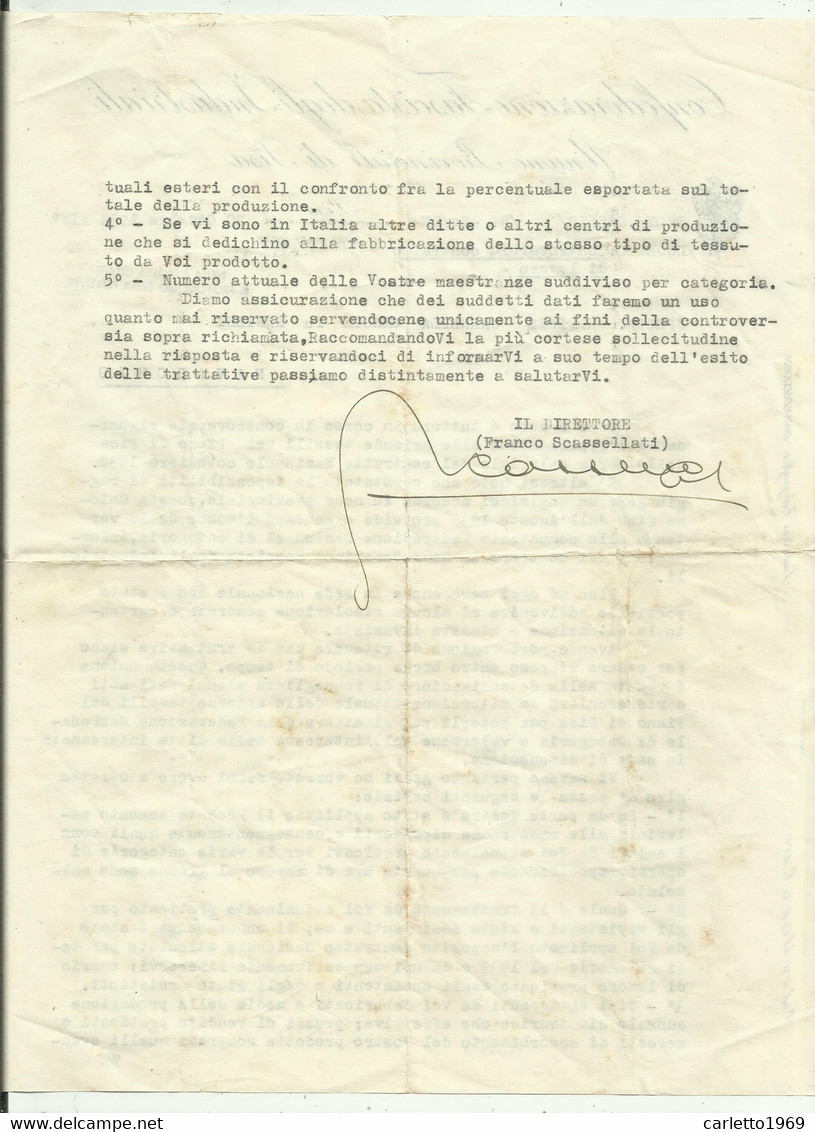 CONFEDERAZIONE FASCISTA DEGLI INDUSTRIALI UNIONE PROVINCIALE DI PISA - NAVACCHIO 1936 - CONTROVERSIA CONTRATTO LAVORO - Documents Historiques