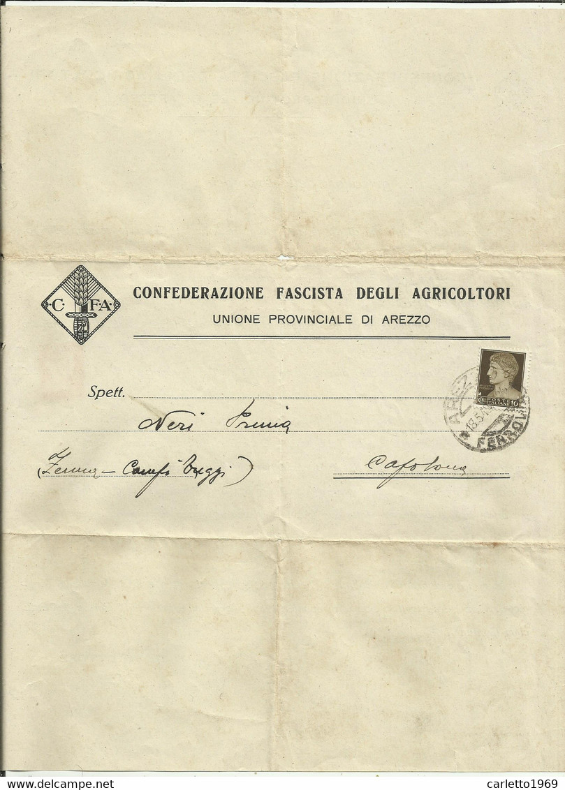 CONFEDERAZIONE FASCISTA DEGLI AGRICOLTORI AREZZO 1940 - Documents Historiques