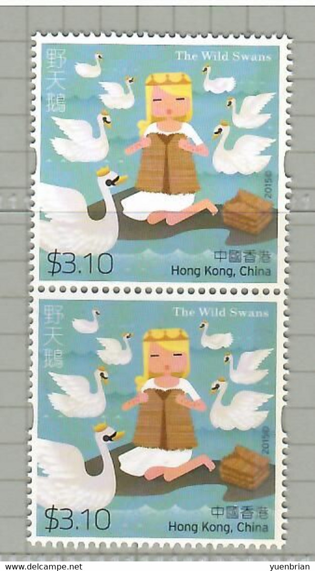 Hong Kong 2015, Chinese And Foreign Floklore, Wild Swans, 2v, MNH** - Cygnes