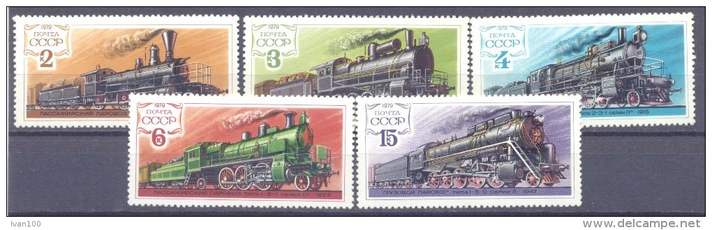 1979. USSR/Russia. Russian Locomotives, II Issue, 5v, Mint/** - Unused Stamps