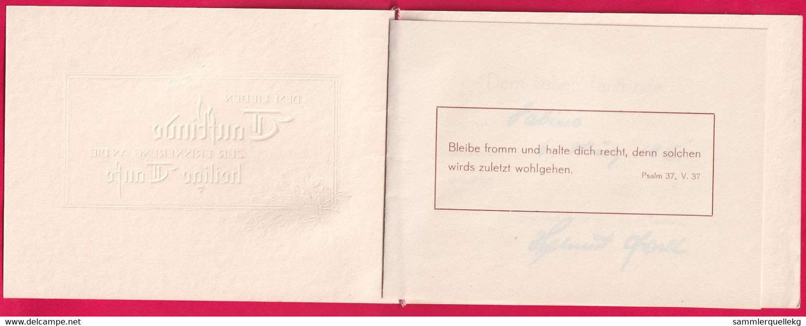 Prägekarte Aufklappbare Von 1951, Dem Lieben Taufkinde Zur Erinnerung An Die HeiligeTaufe - Autres & Non Classés