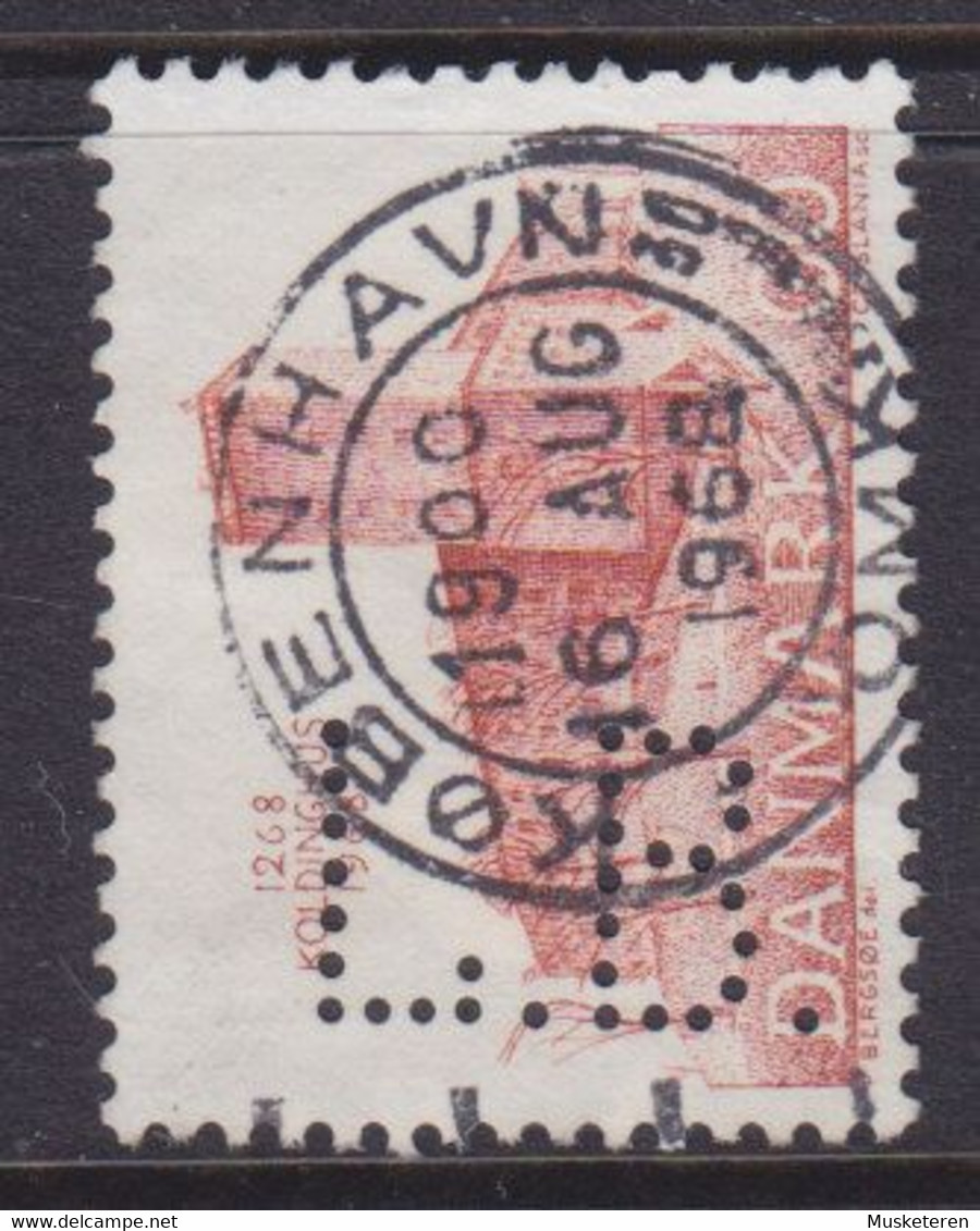 Denmark Perfin Perforé Lochung  (L11c) 'L.B.' Landmandsbanken., København Koldinghus (Cz. Slania) Stamp (2 Scans) - Variétés Et Curiosités