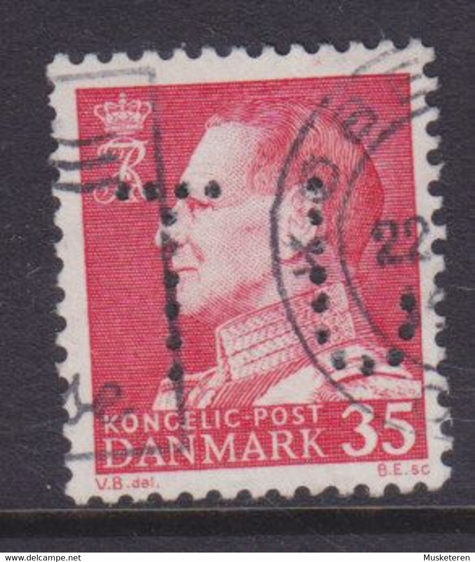 Denmark Perfin Perforé Lochung  (J38) 'JT' Julius Tafdrup, København King Frederik IX. Stamp (2 Scans) - Variétés Et Curiosités