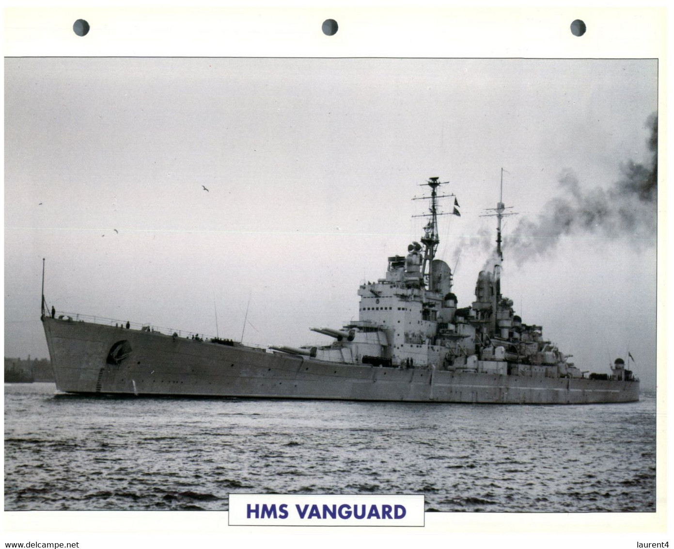 (25 X 19 Cm) (21-8-2021) S - Photo And Info Sheet On Warship - UK  HMS Vanguard - Autres & Non Classés