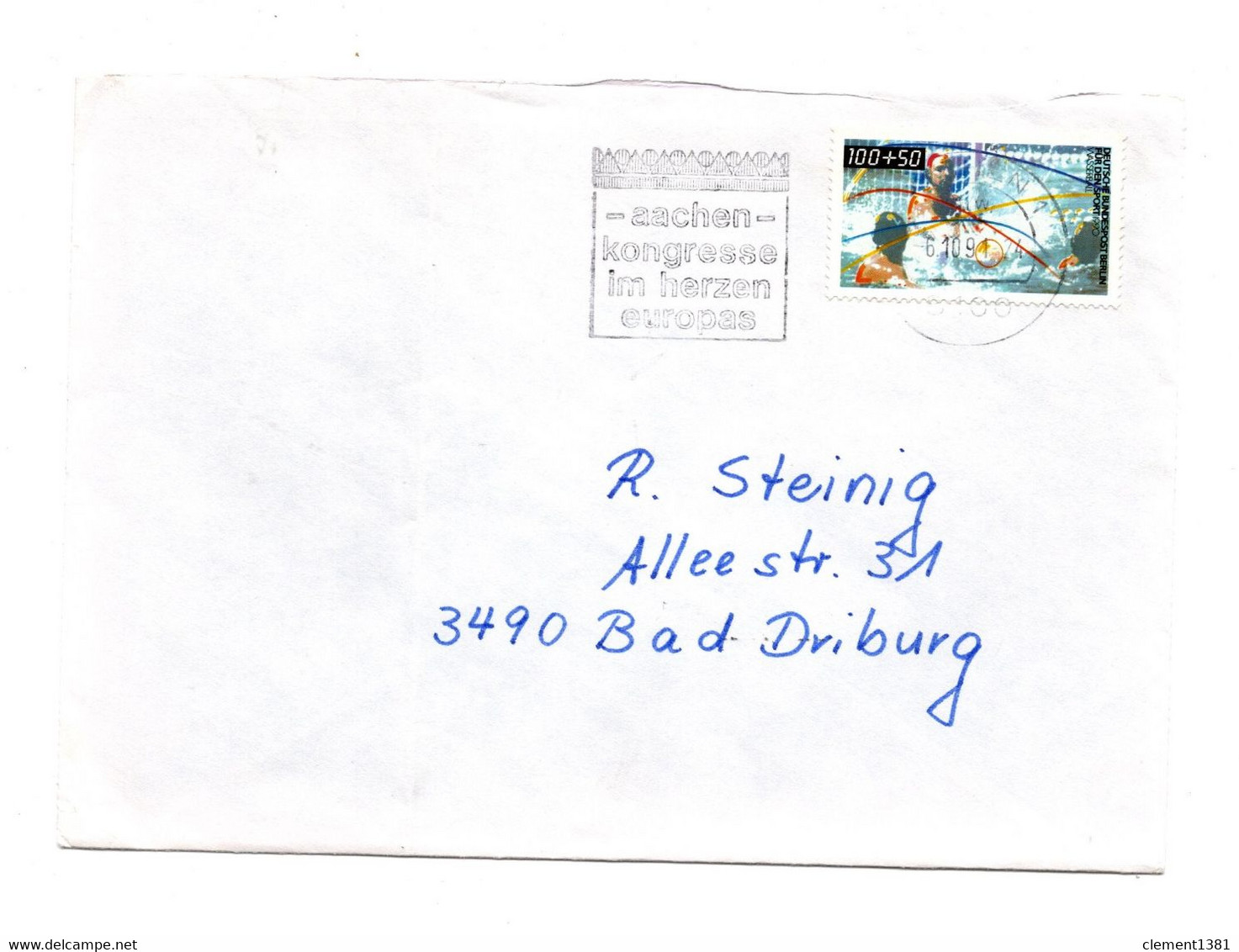 Watter Polo Allemagne Germany 1991 Lettre Letter - Water-Polo