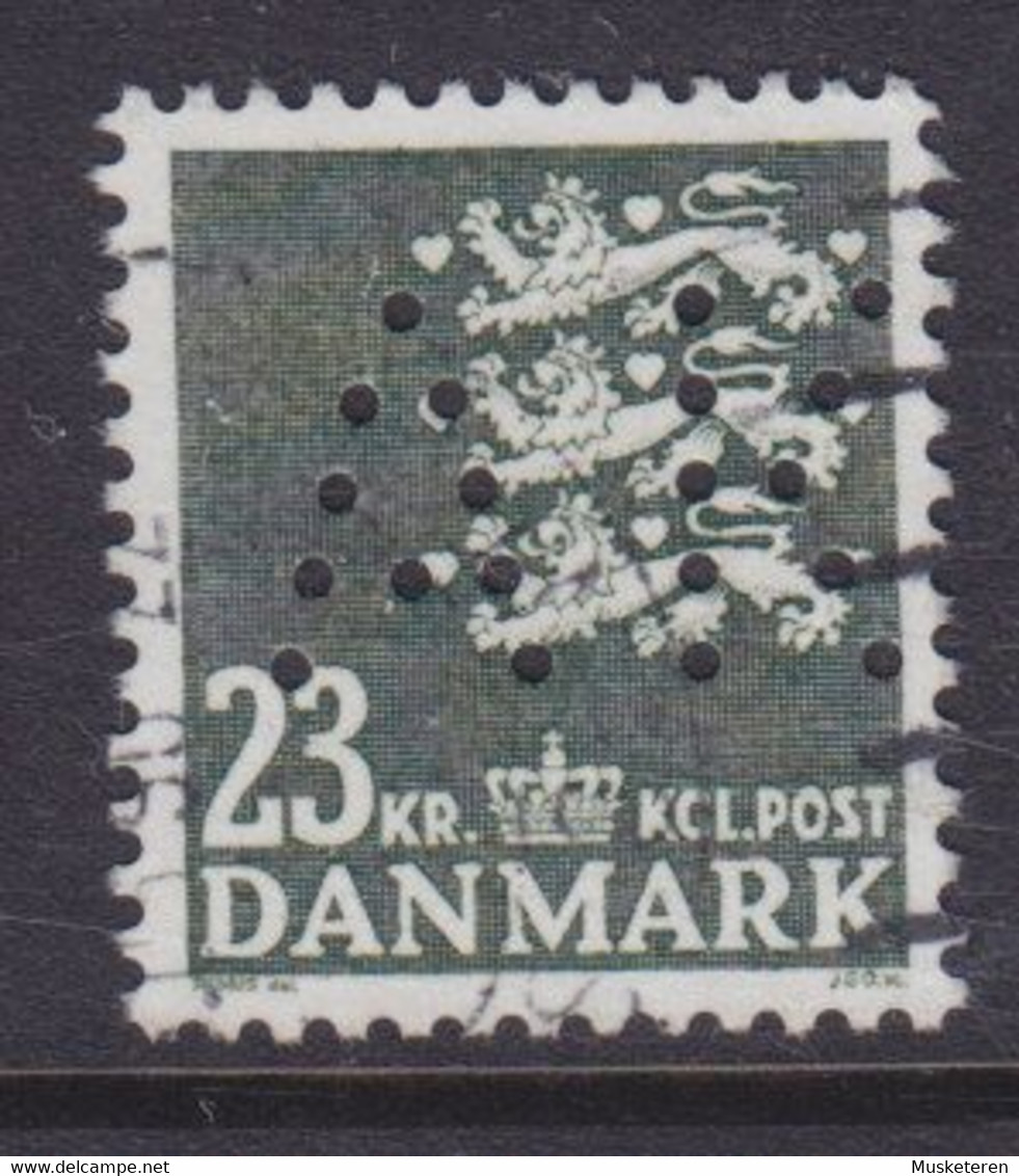 Denmark Perfin Perforé Lochung (A32) 'AK' Aalborg Kommune, Aalborg Mi. 970,23.00 Kr. Lion Arms Stamp - Varietà & Curiosità