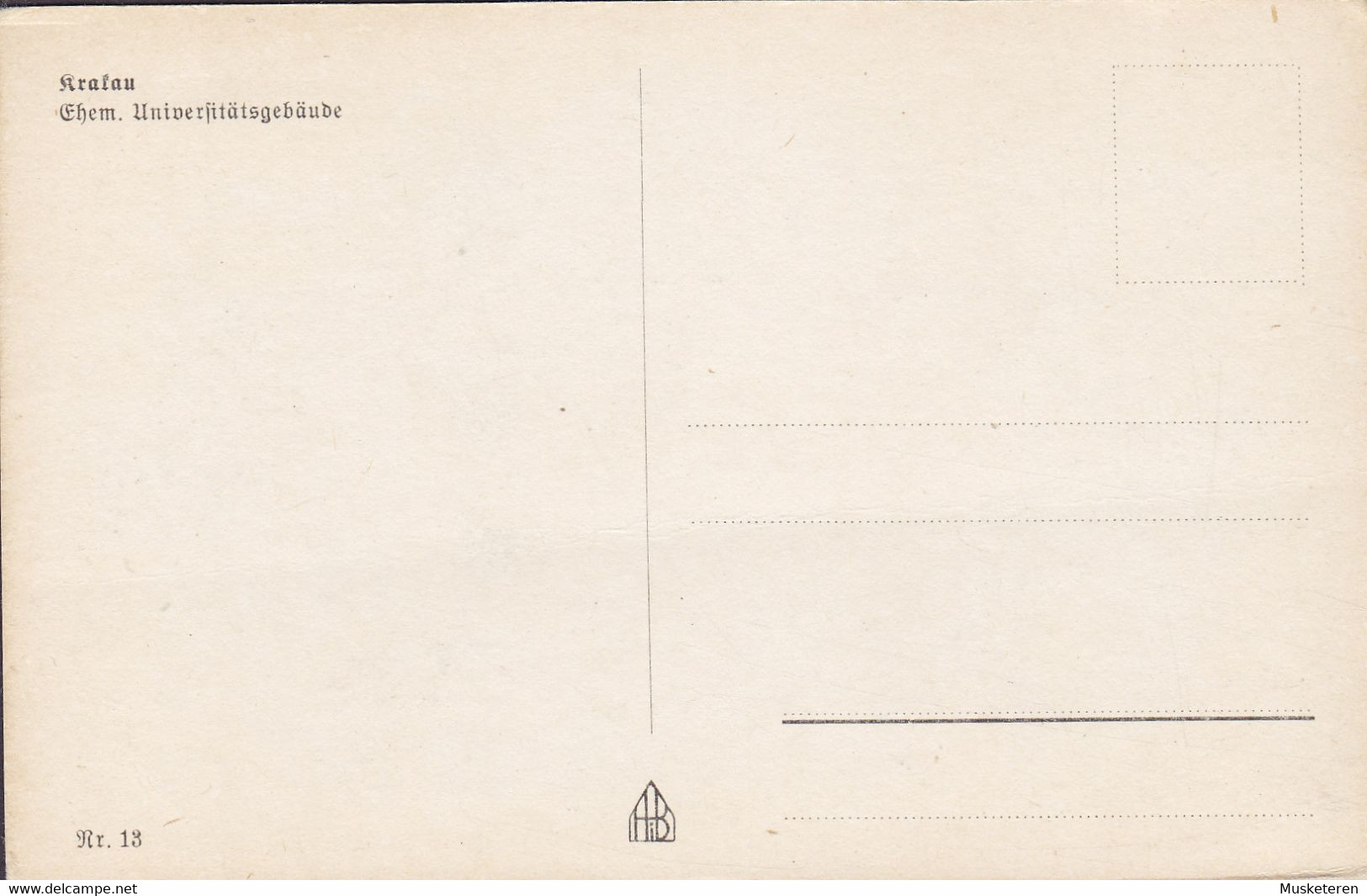 Poland Vorläufer Deutsches Reich PPC (Generalgouvernement) Krakau Ehemalige Universitätsgebaüde Nr. 13 (2 Scans) - Zonder Classificatie