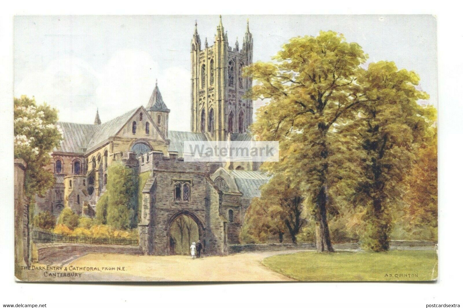 A R Quinton Postcard No. 2720 - Dark Entry & Cathedral, From N. E., Canterbury - Quinton, AR