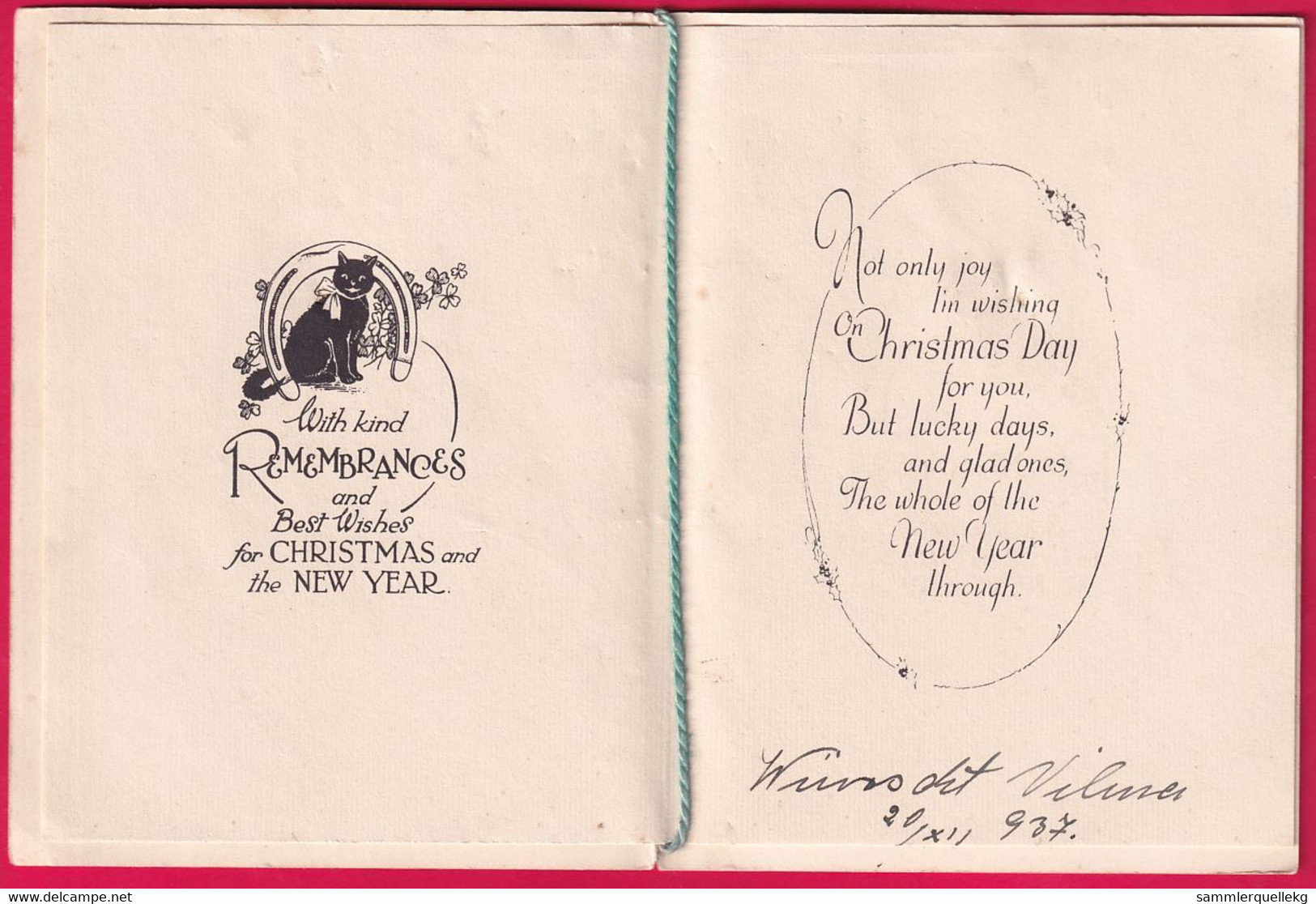 Karte  Aufklappbare Von 20. XII. 1937, Best Wishes For Christmas And The New Year - Other & Unclassified