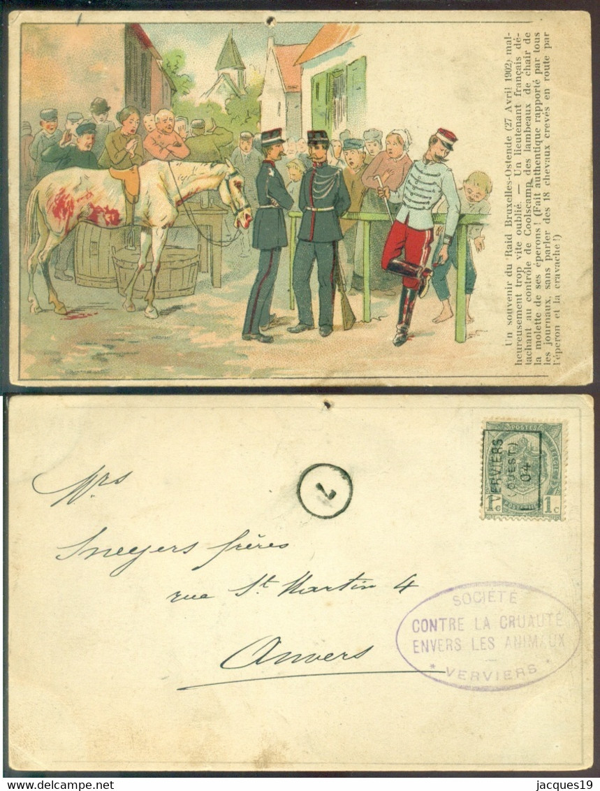 Belgique 1904 CPA Un Souvenir Du Raid Militaire Bruxelles-Ostende (27 Avril 1902) Obliterée Speciale - Other & Unclassified