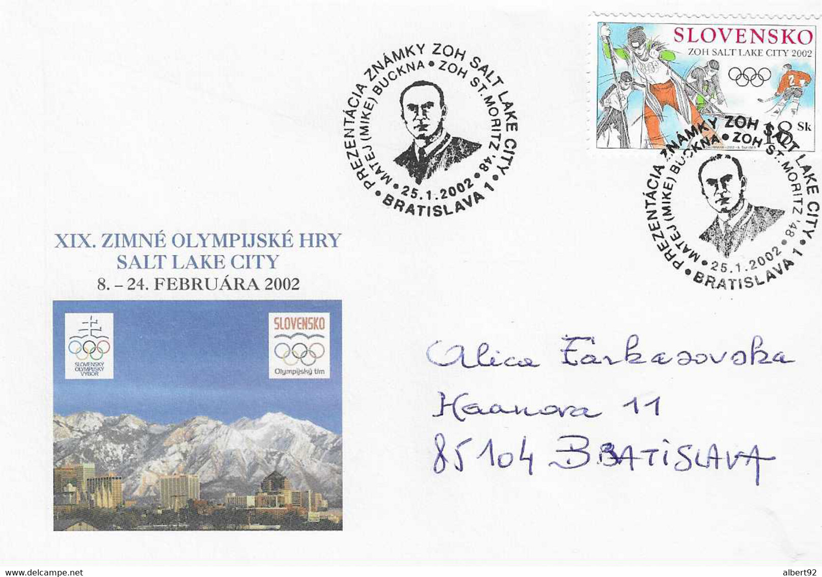 2002 Hommage à M. Buckna Entraineur De L'équipe Tchèque De Hockey Sur Glace, Médaillée Argent 1948 à St Moritz - Hiver 1948: St-Moritz