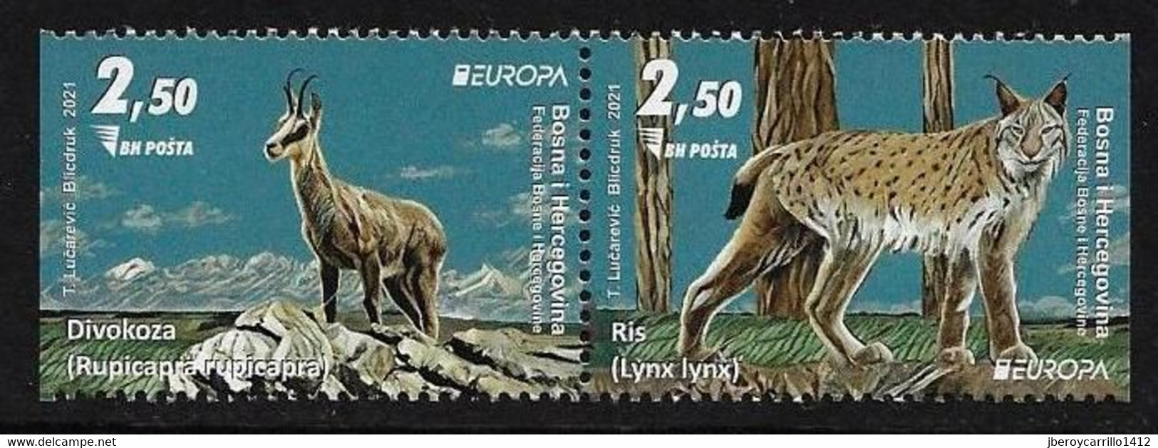 BOSNIA I HERZEGOVINA /BOSNIA SARAJEVO /BOSNIE HZGV -EUROPA 2021 -ENDANGERED NATIONAL WILDLIFE"-  SERIE -N  -BF CARNET - 2021