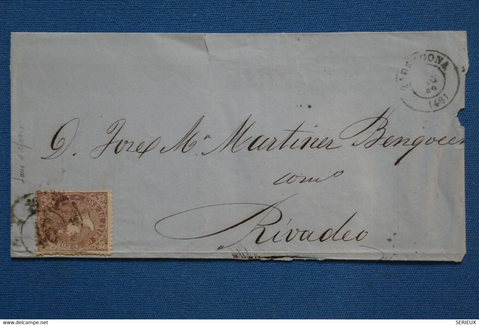 #5 ESPANA BELLE LETTRE 1867 CATALUNA  TARRAGONA   POUR  RIVADEO  + AFFRANCHISSEMENT . INTERESSANT - Cartas & Documentos