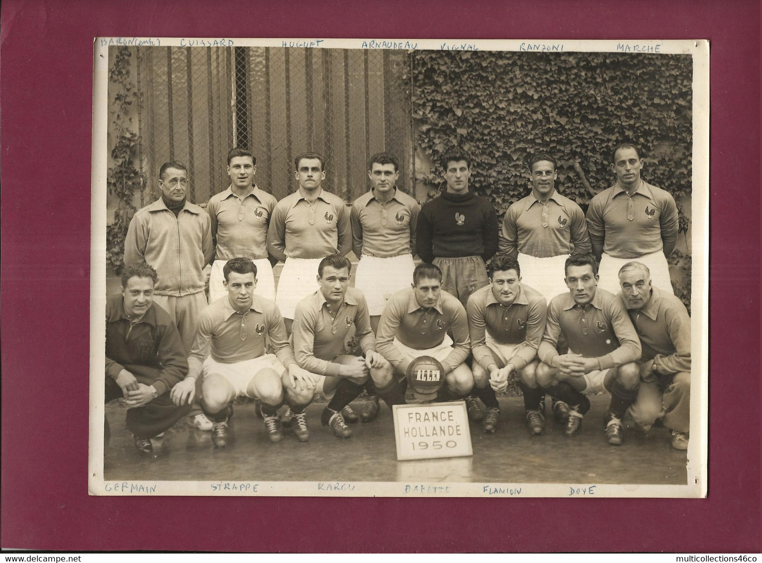 210821A - PHOTO A BIENVENU PARIS - SPORT FOOT équipe FRANCE / HOLLANDE - 1950 CUISSARD HUGUET ARNAUDEAU VIGNAL RANZONI - Sports