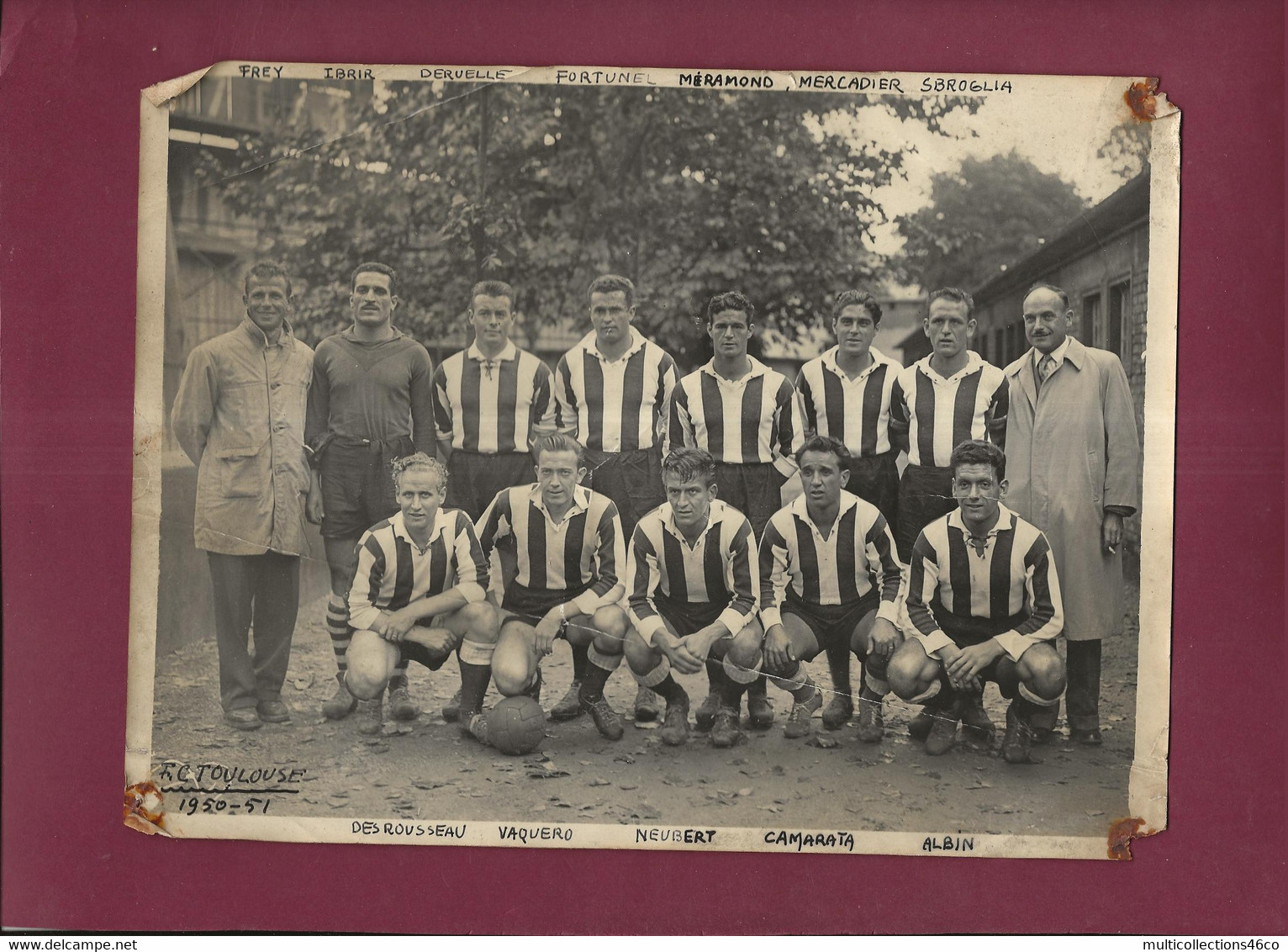 210821A - PHOTO A BIENVENU PARIS - SPORT FOOT - 31 FC TOULOUSE équipe 1950 51 FREY IBRIR DERUELLE FORTUNEL MIRAMOND - Sports