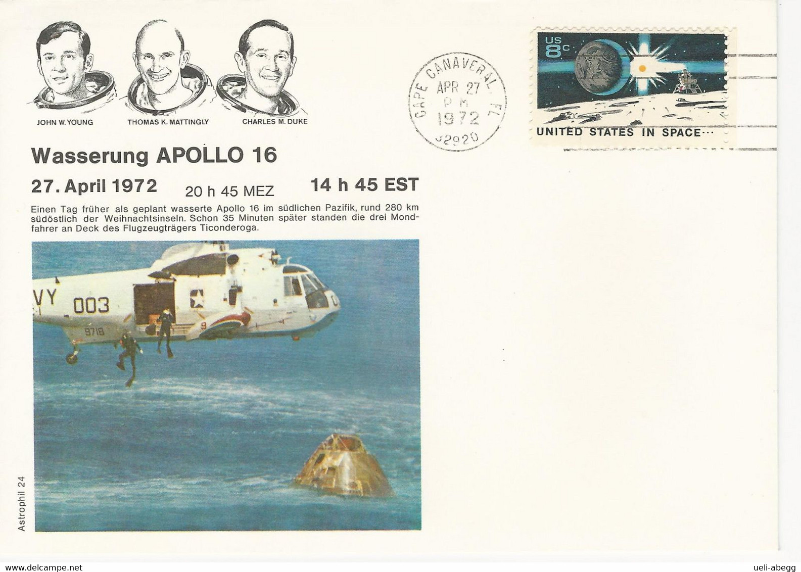 USA Apollo 16 Start/moon Landing/ Splashdown - North  America