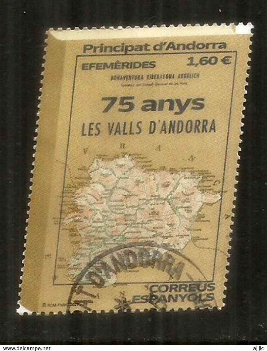 Publication En 1946 Du Livre"Les Valls D'Andorra"(75 Años Valles De Andorra).Timbre Oblitéré,1 ère Qualité.Haute Faciale - Usati