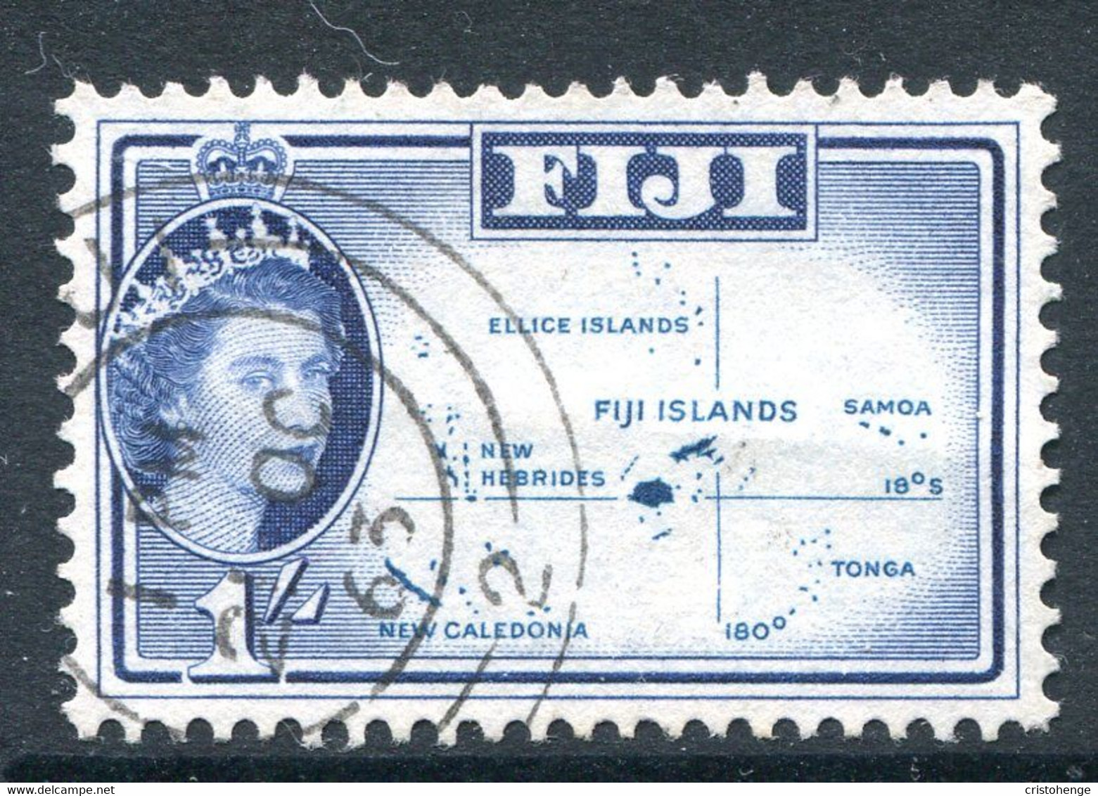 Fiji 1959-63 QEII Definitives - Wmk. Script CA - 1/- Map Of Islands Used (SG 306) - Fidschi-Inseln (...-1970)