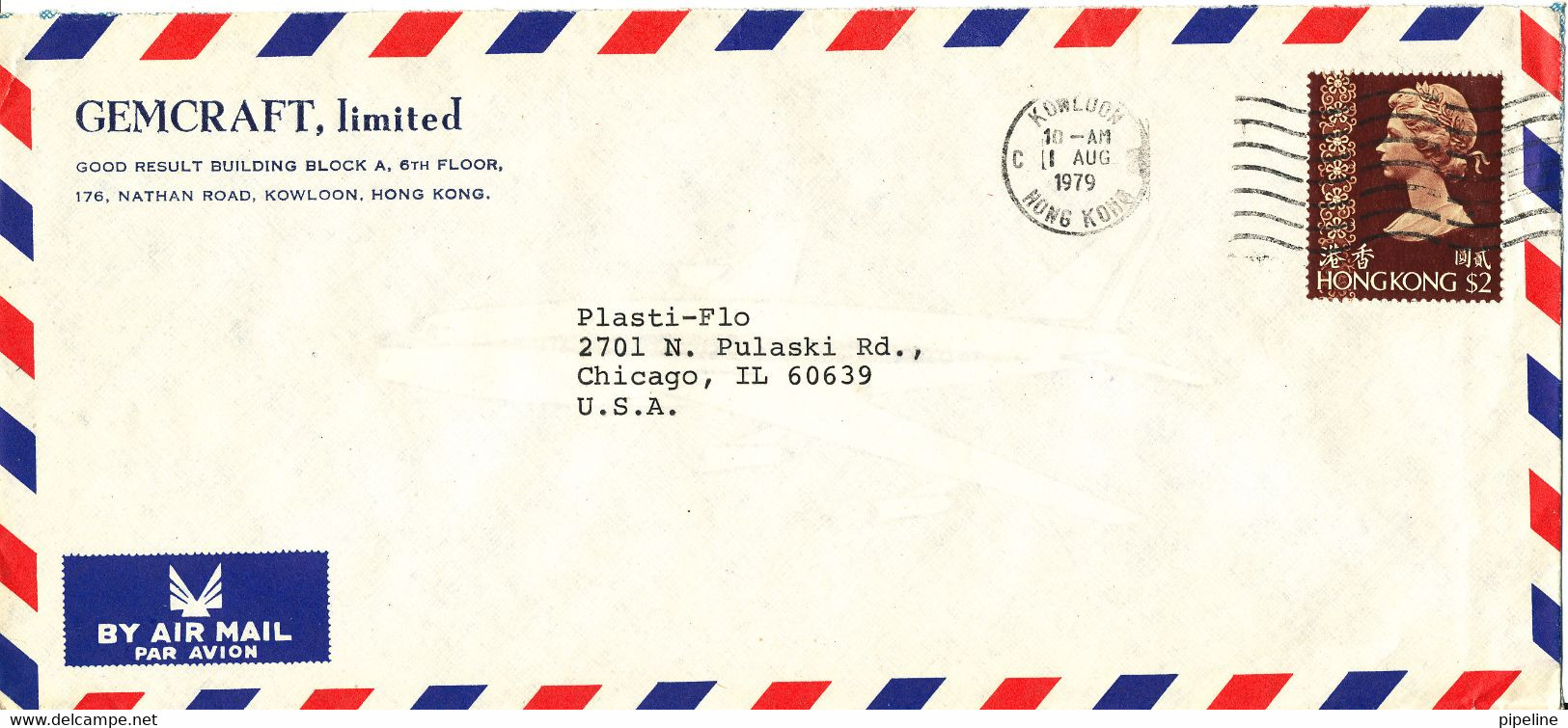 Hong Kong Air Mail Cover Sent To USA 1-8-1979 Single Franked - Covers & Documents