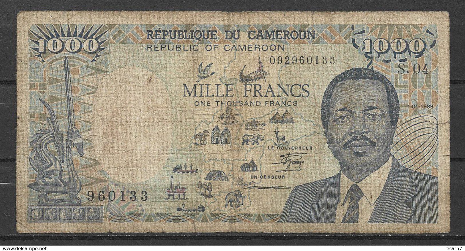 1000 Mille Francs 1988 - République Du CAMEROUN - Kamerun