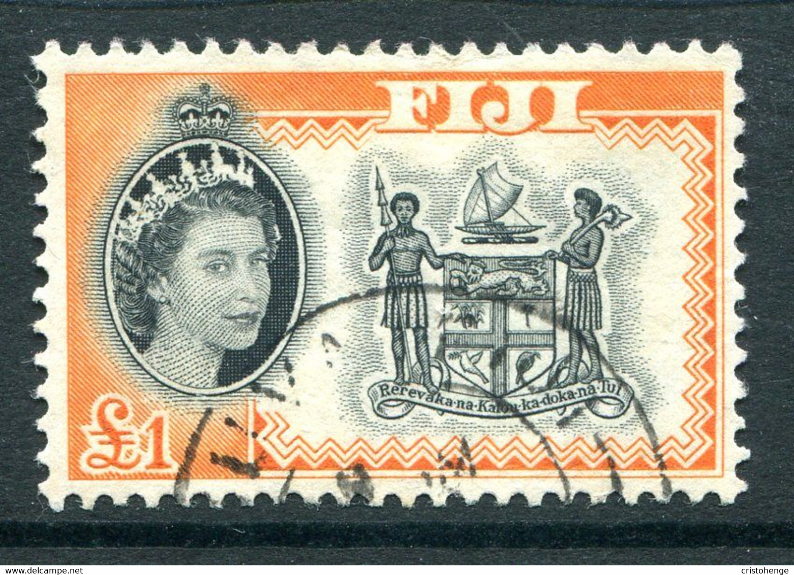 Fiji 1962-67 QEII Definitives - Wmk. Block CA - £1 Arms Of Fiji Used (SG 325) - Fiji (...-1970)