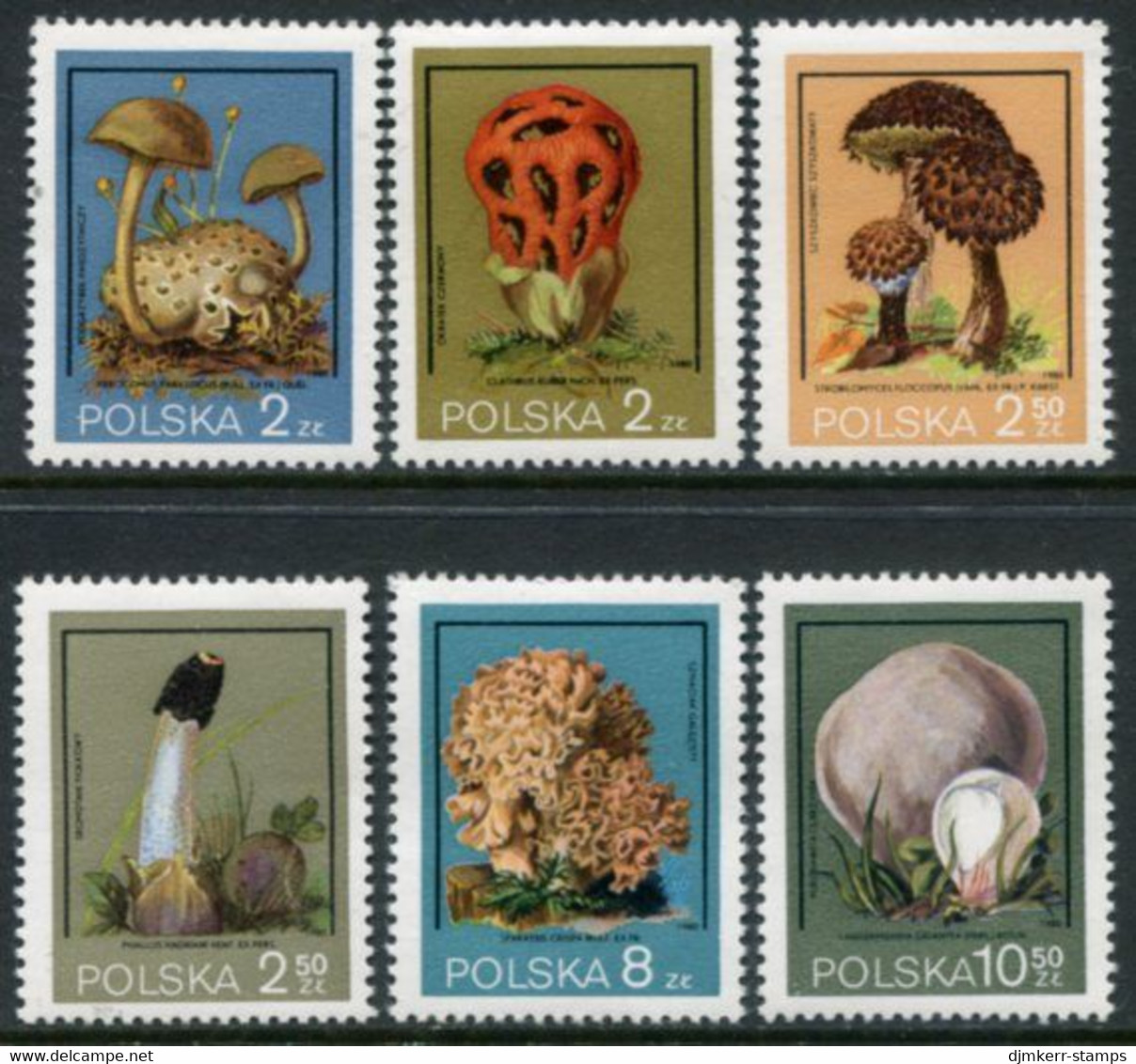 POLAND 1980 Protected Fungi MNH / **.  Michel 2693-98 - Unused Stamps