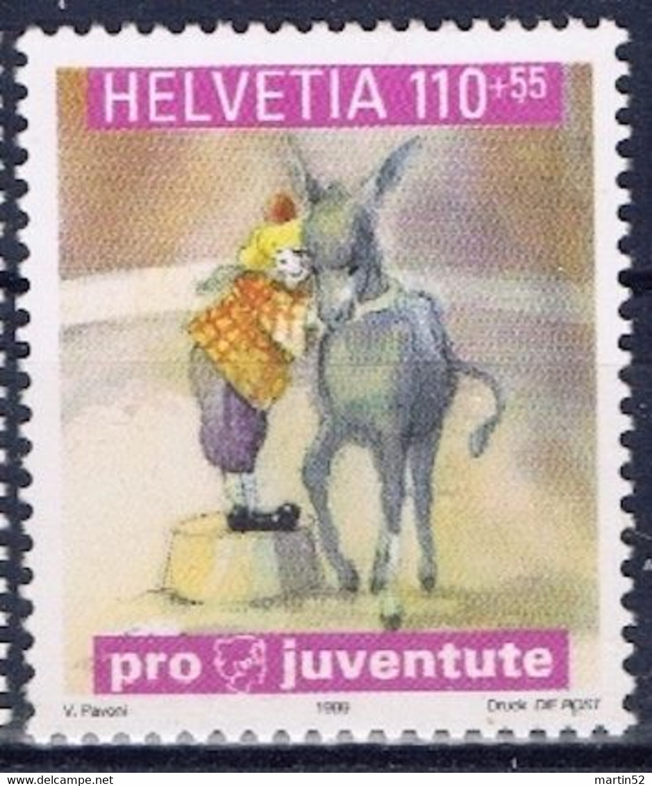 Schweiz Suisse 1999: Pro Juventute Zu WI 355 Mi 1704 Yv 632 ** MNH Zum Postpreis à La Faciale At Face Value - Donkeys