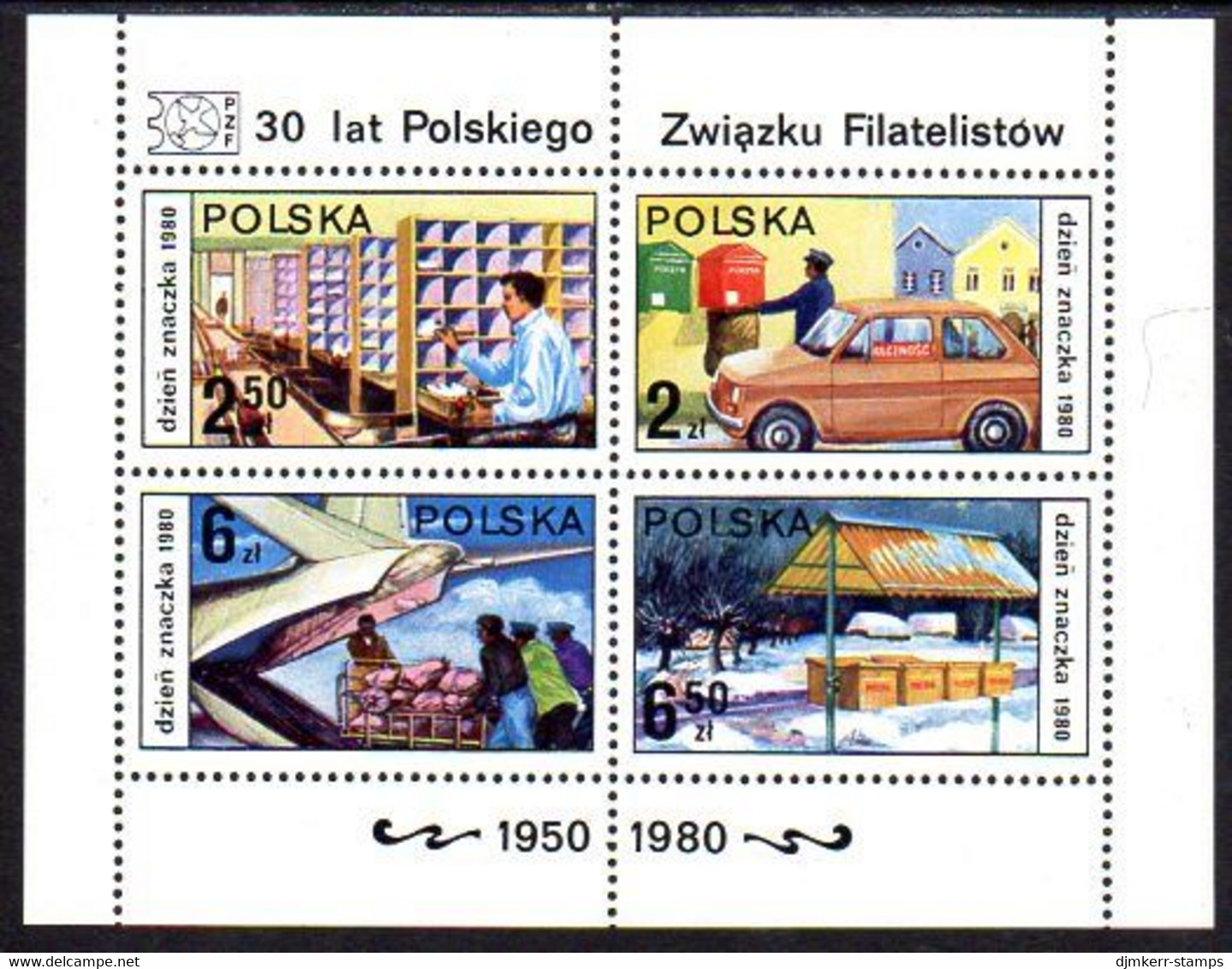 POLAND 1980 Stamp Day Block MNH / **.  Michel Block 83 - Ungebraucht