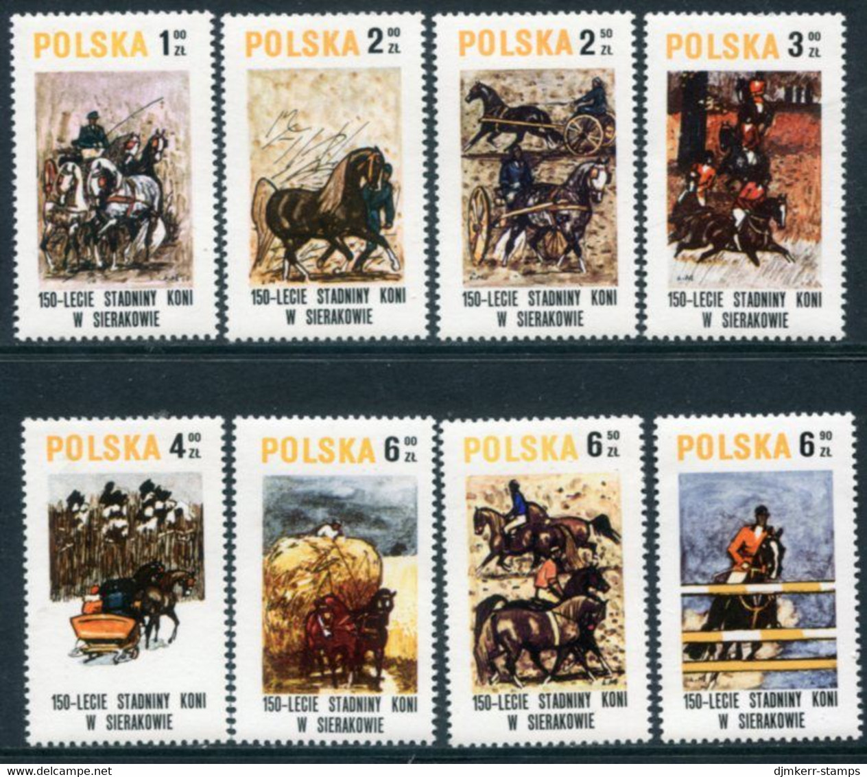 POLAND 1980 Sierakow Horse Breeding MNH / **.  Michel 2664-71 - Unused Stamps