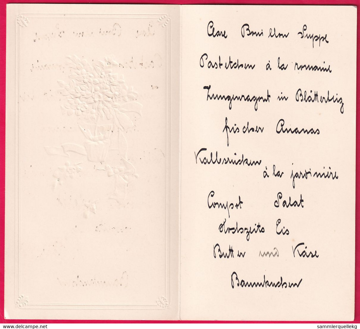 Prägekarte Aufklappbare Von 23. September 1912, Speisekarte Und Programm - Sonstige & Ohne Zuordnung