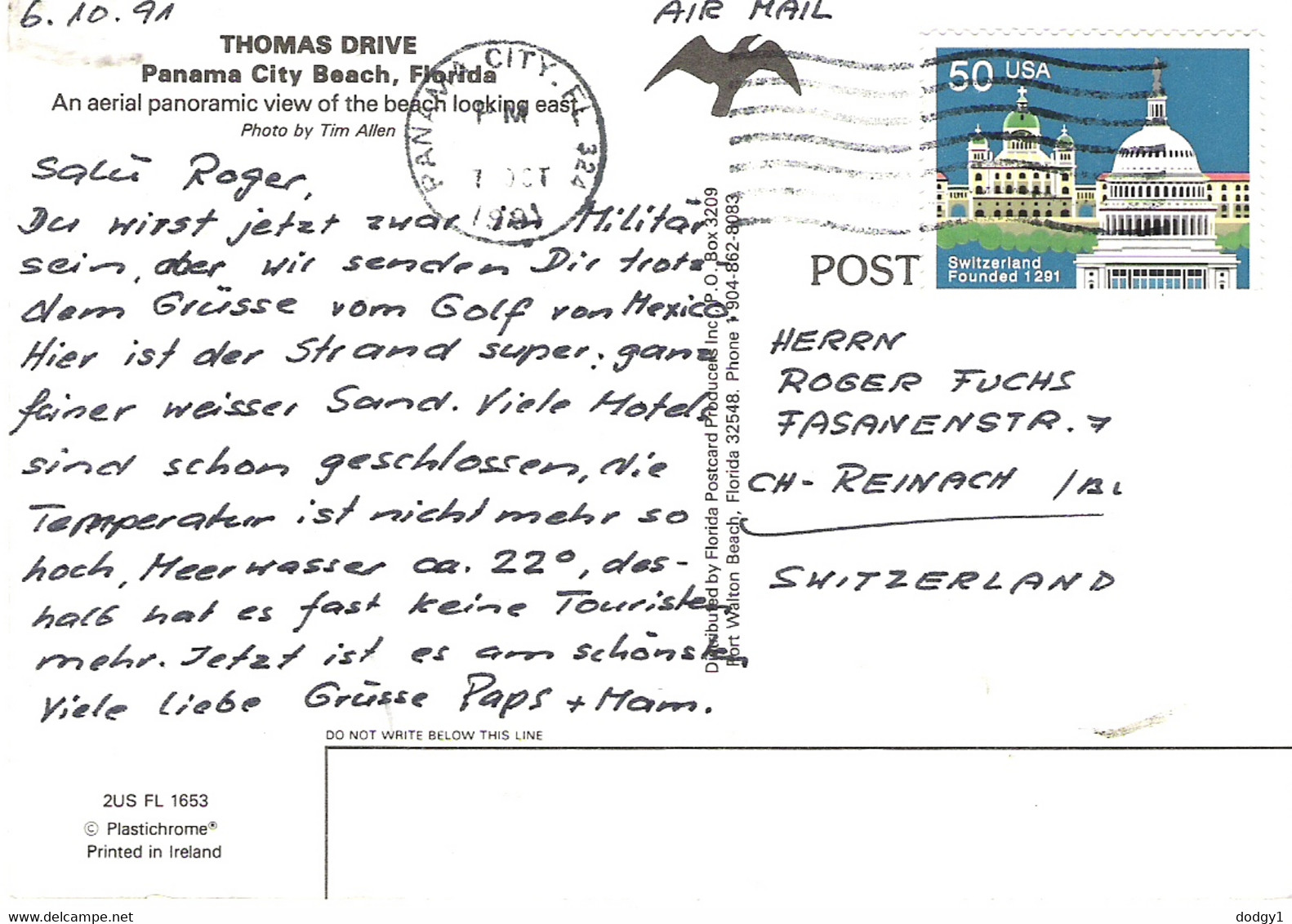 THOMAS DRIVE, PANAMA CITY BEACH, FLORIDA, UNITED STATES. USED POSTCARD Pv7 - Panamá City