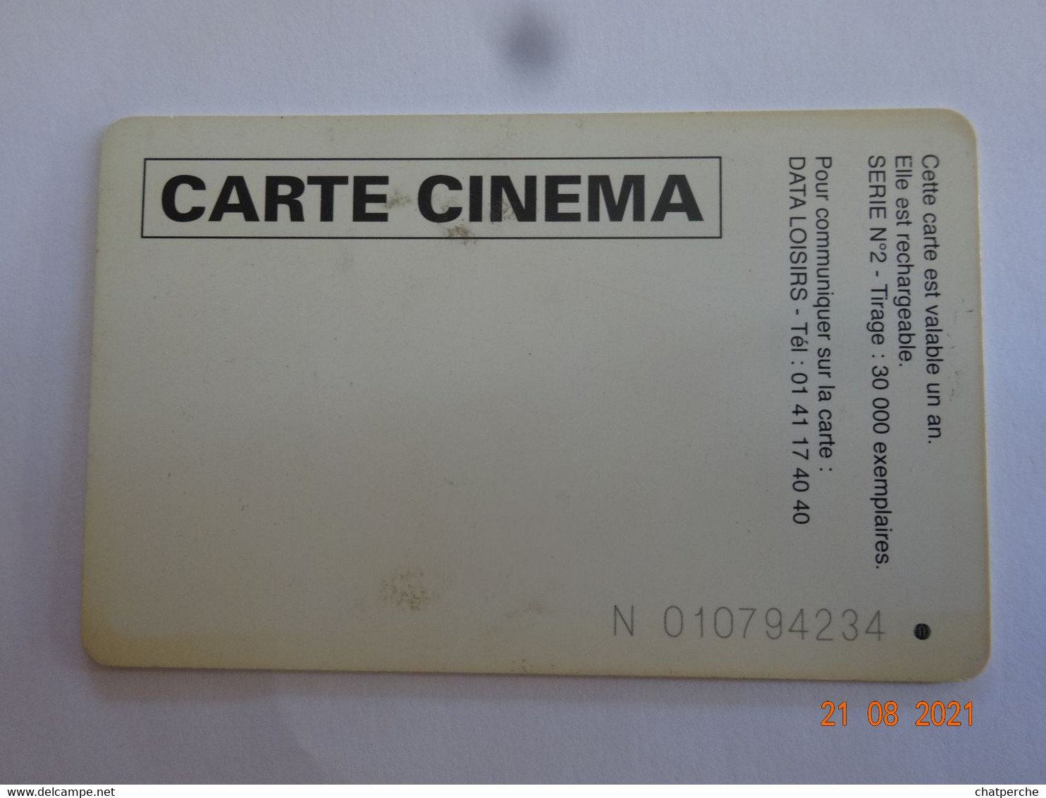 CINECARTE CARTE A PUCE CARD CHIP CARTE CINÉMA - Kinokarten