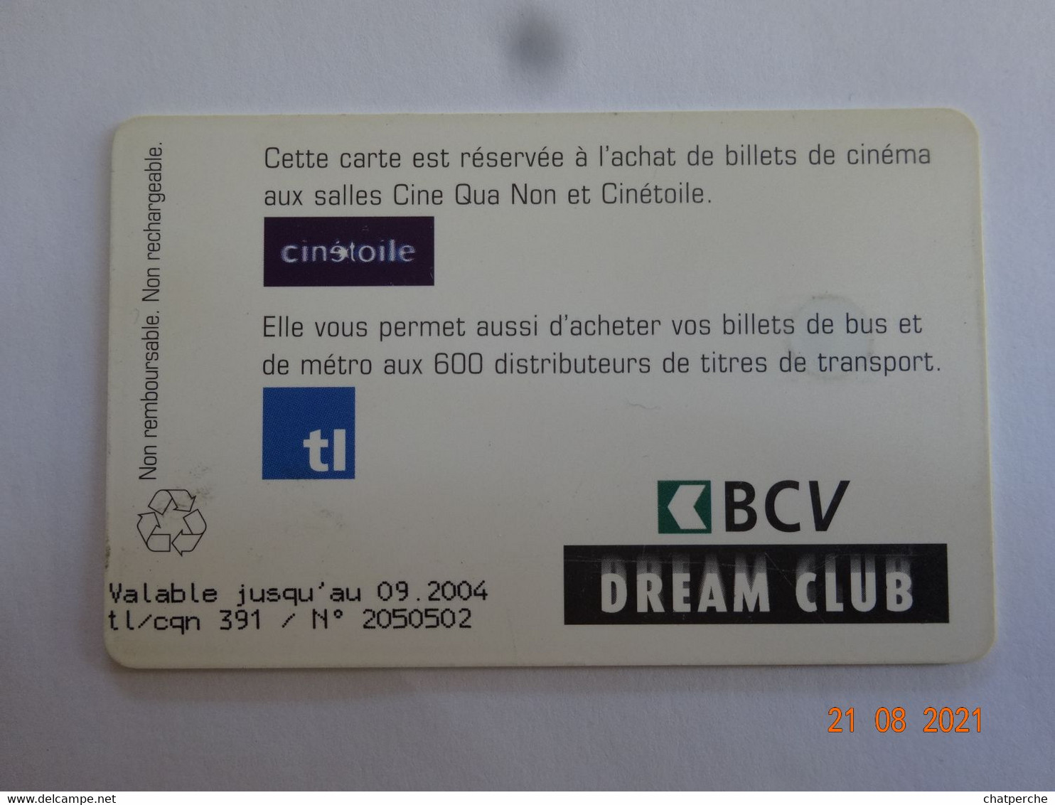 CINECARTE SUISSE  CH CARTE A PUCE CARD CHIP CARTE CINÉMA CINE TOILE - Cinécartes