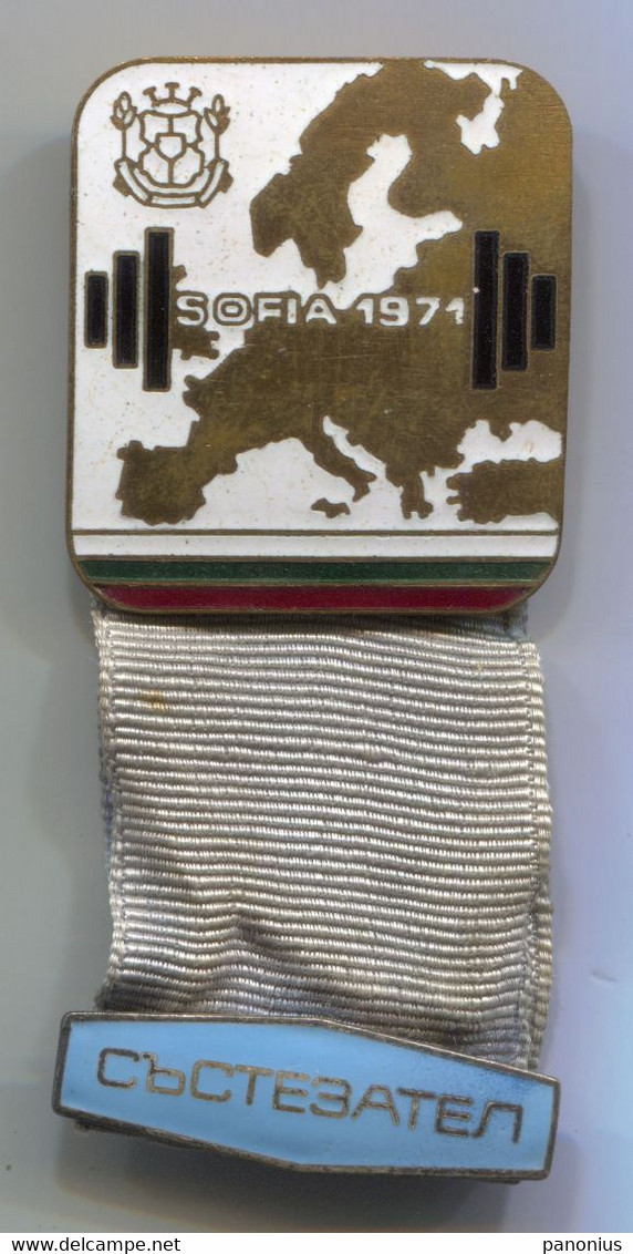 OLD WEIGHTLIFTING SOFIA BULGARIA EUROPEAN CHAMPIONSHIP 1971 ENAMEL PIN BADGE!!! - Gewichtheffen