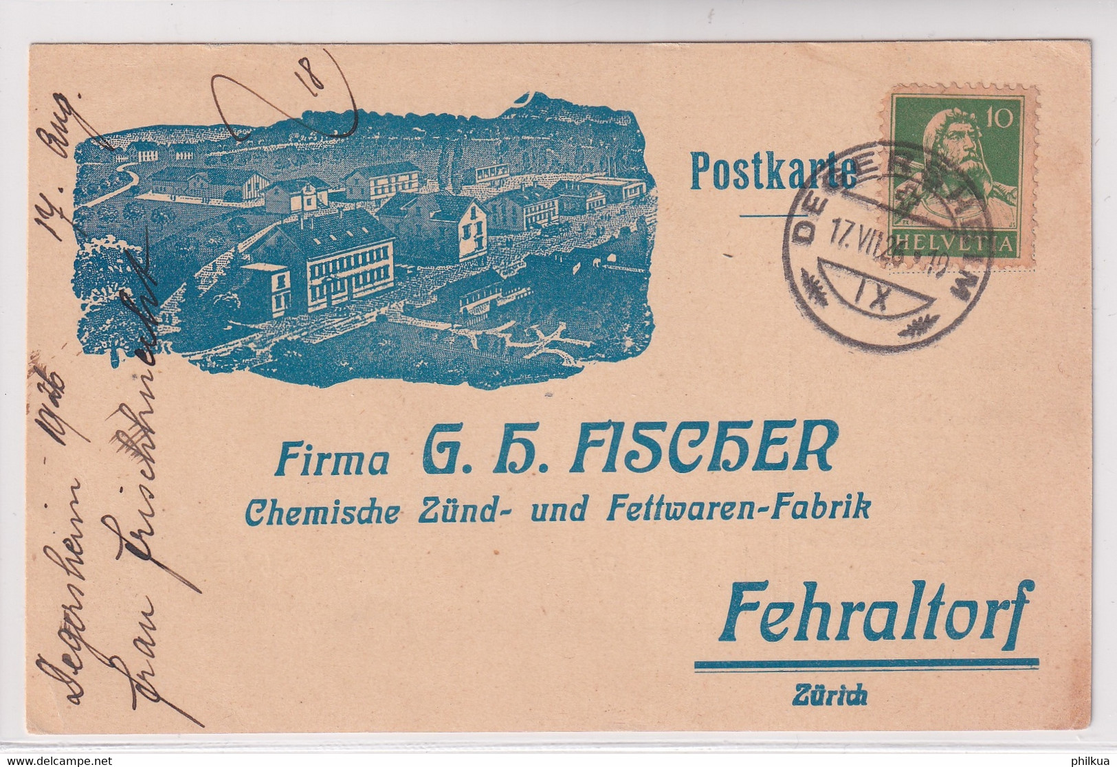 Firmenpostkarte - G.H. FischerChemische Zünd- Und Fettwaren-Fabrik - Fehraltdorf - Dorf