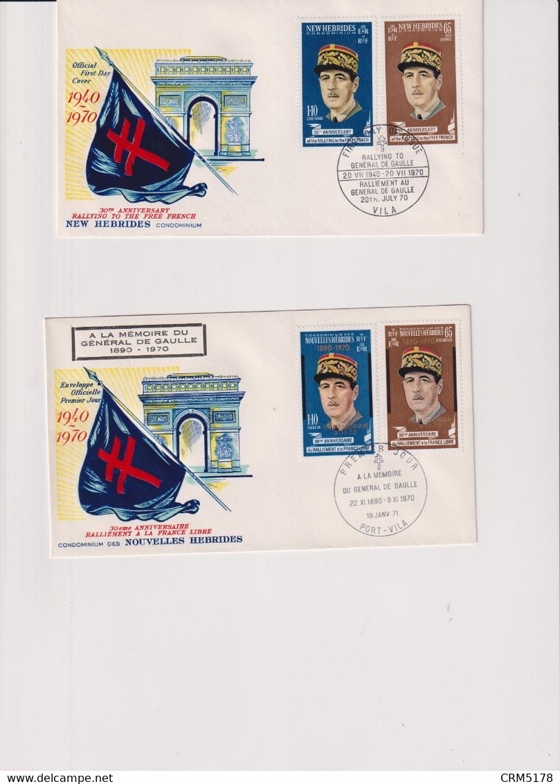 NOUVELLES HEBRIDES - DE GAULLE- TP N°294/7-304/307-sur 4 Enveloppes FDC-1940-1970 - FDC