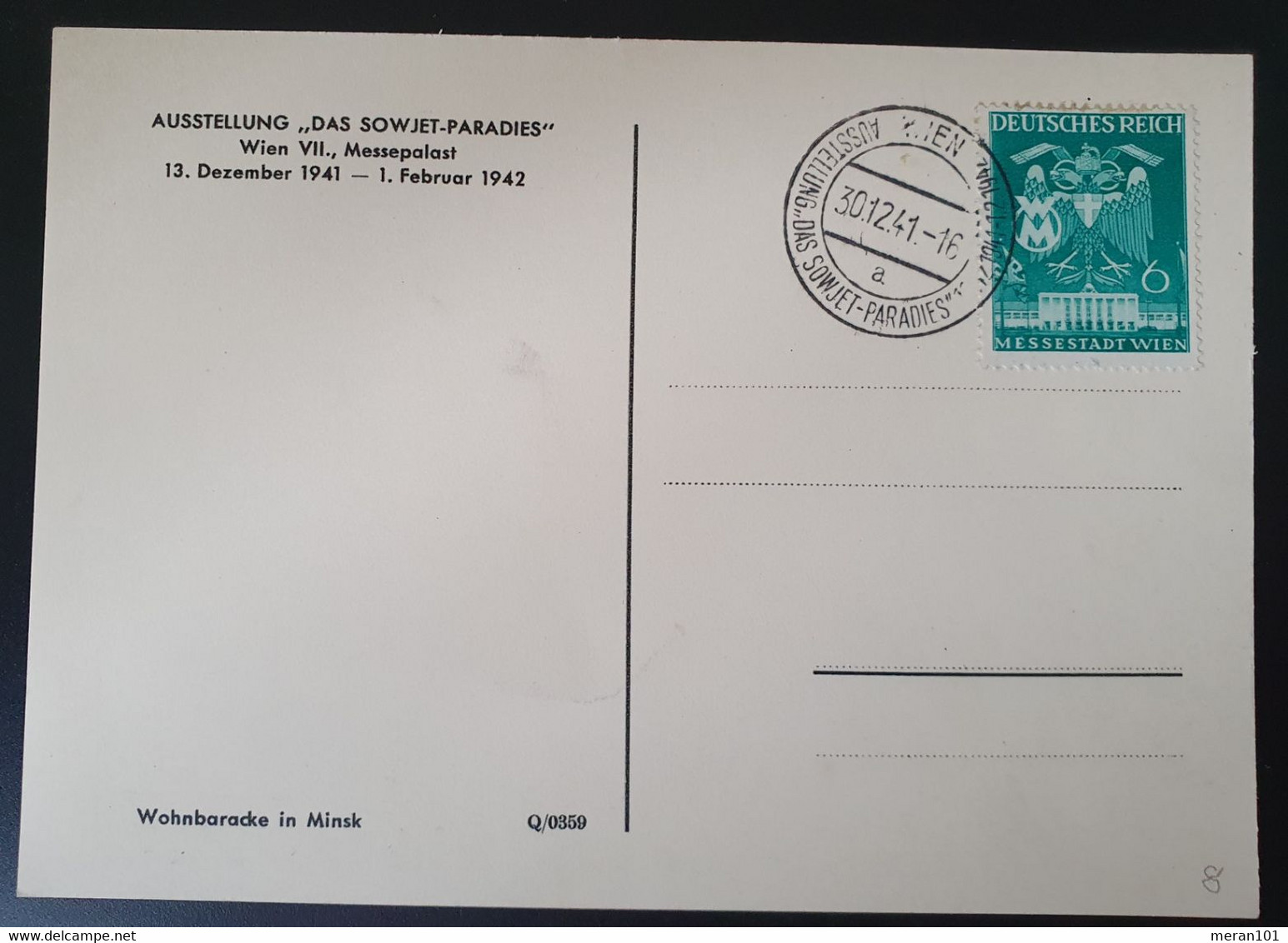 Deutsches Reich 1941, Postkarte "DAS SOWJET-PARADIES" WIEN Sonderstempel - Cartas & Documentos
