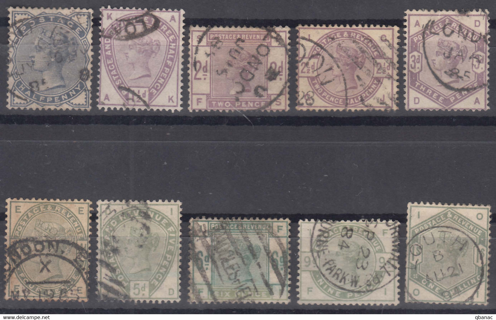 Great Britain 1883 Lilac And Green Mi#72-81 Used Complete Set - Usados