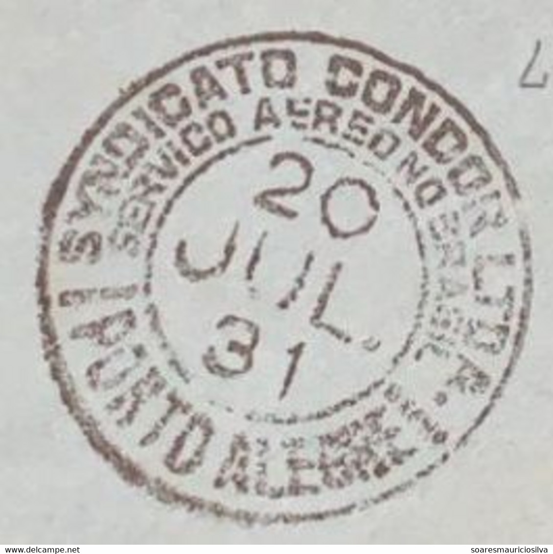 Brazil 1931 A. Noronha Rain Cover From Porto Alegre To São Paulo Stamp 200 Réis + Airmail 1$ Cancel Syndicate Condor - Aéreo (empresas Privadas)