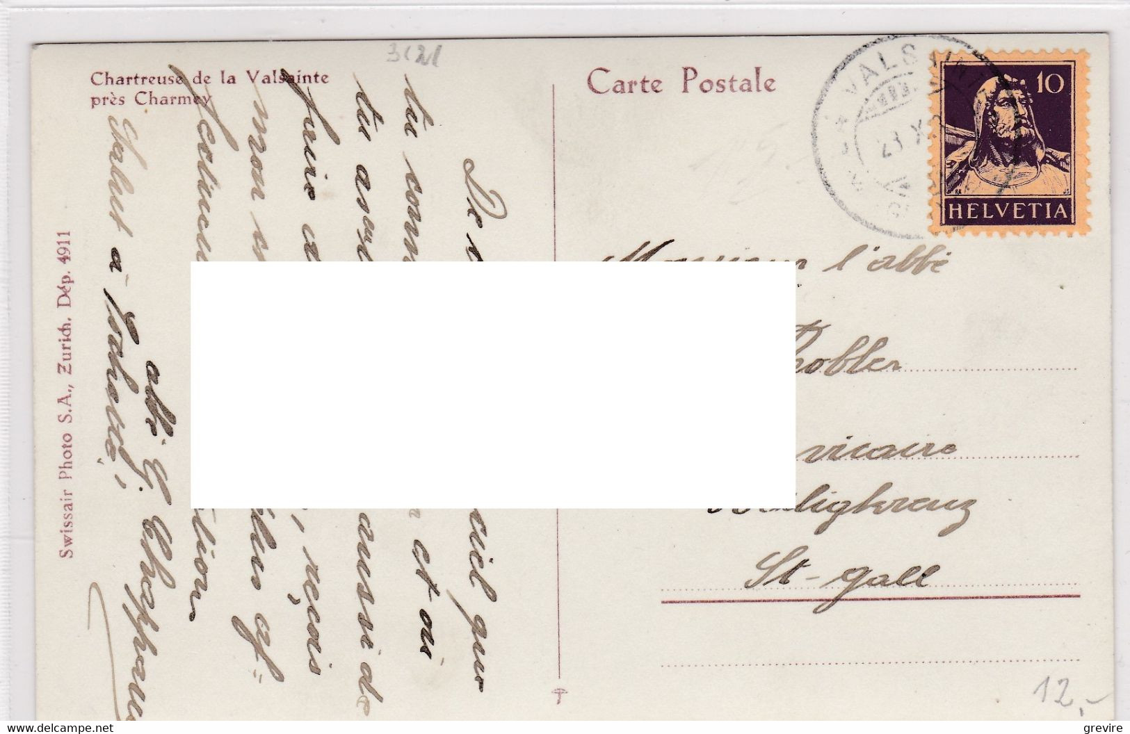 Cerniat, Chartreuse De La Valsainte. Carte Postale D'aviateur Circulée - Cerniat 