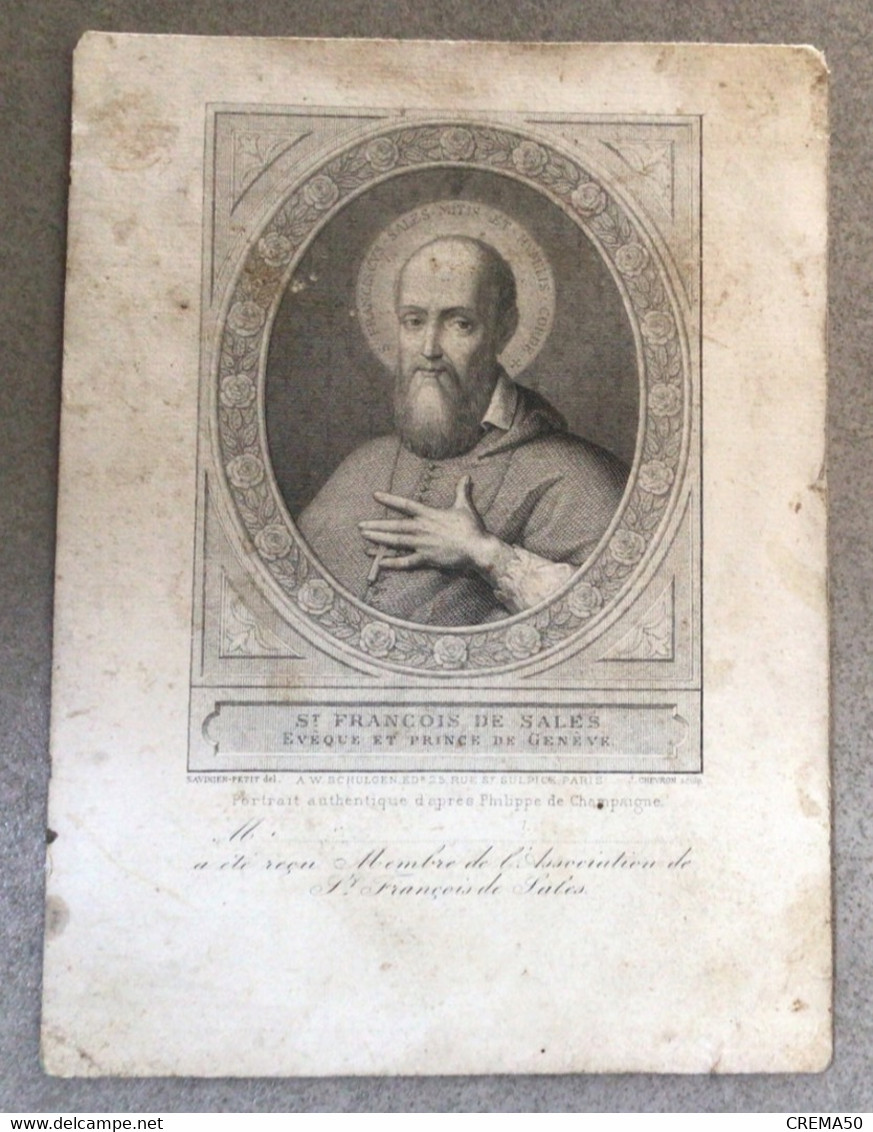 Saint François De Sales Évêque De Genève. Graveur : J.Chevron - Devotion Images