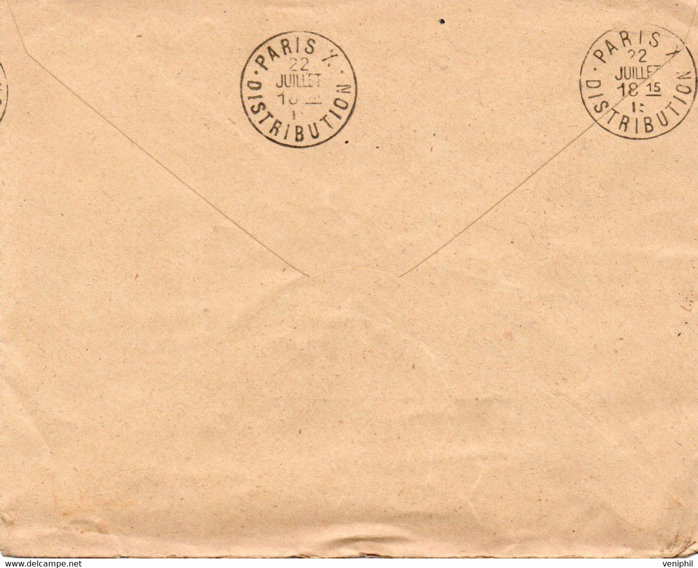 LETTRE RECOMMANDEE  EN FRANCHISE POSTES, TELEGRAPHES ET TELEPHONES .OBLITERATION TRESOR ET POSTE   20-7-1915-* 112 * - Storia Postale